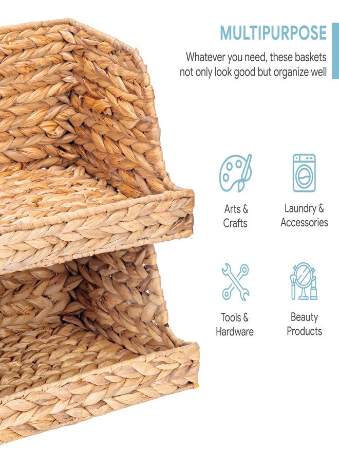 VATIMA Water Hyacinth Storage Baskets with Large Open-Front for Kitchen, Decorative for Living Room, 13.4” x 9.5” x 5.5”, 2 Pack - Image 4